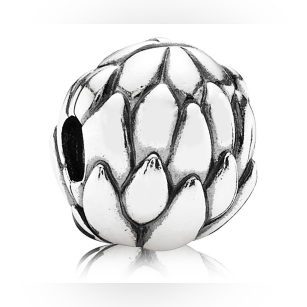 Authentic Pandora Retired Lotus Flower Clip Charm S925 Ale Very Rare